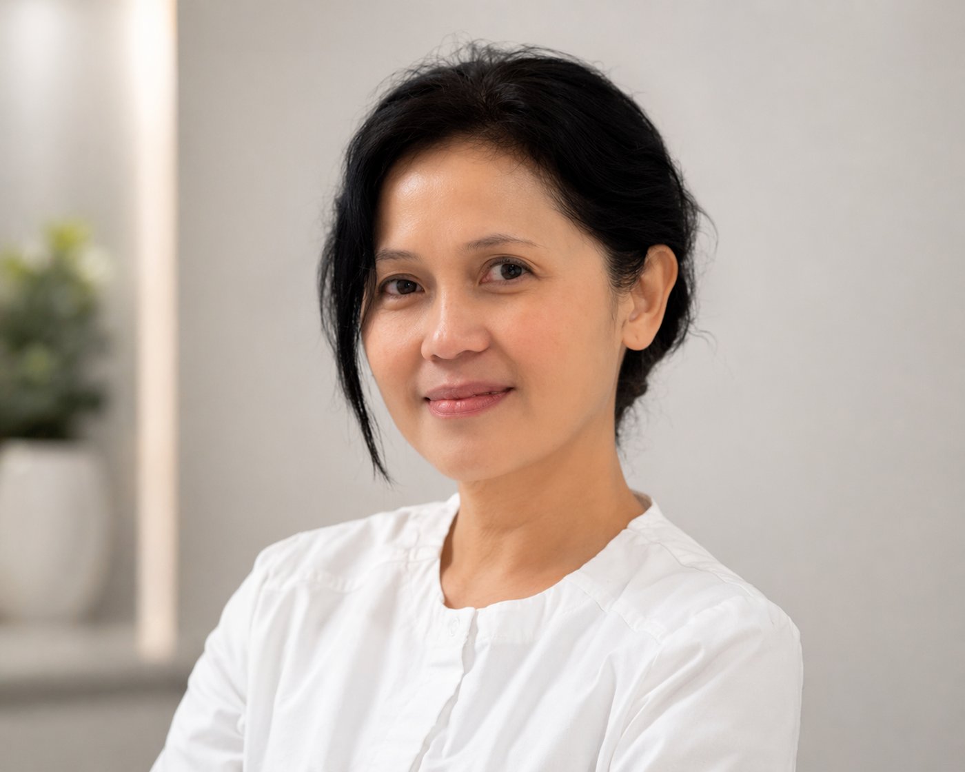 Dr. Kristina T. Nguyen, D.D.S., smiling warmly in her dental office