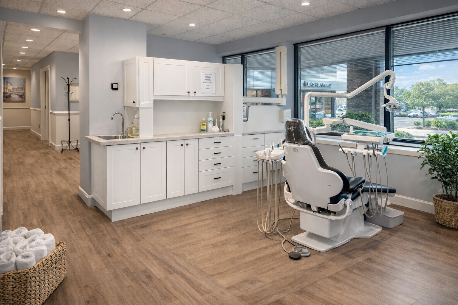 Bright, modern dental office with warm natural light